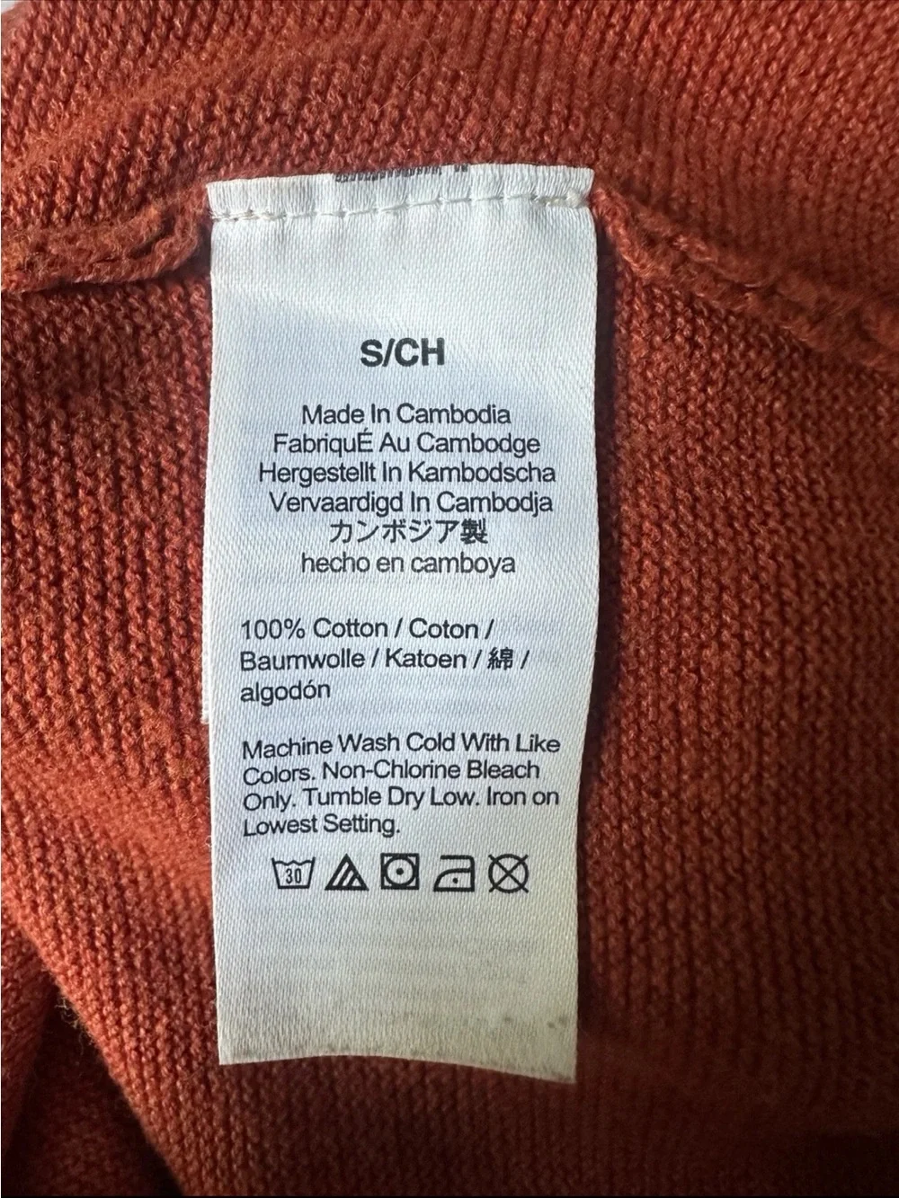 J.Crew Womens Small Orange 100% Cotton Crewneck Sweater Long Sleeve Knit